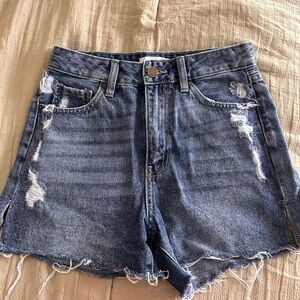 JBD high rise medium wash denim shorts